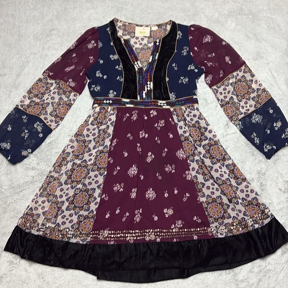 Dresses & Skirts - Anthropologie Maeve Quartier Dress Patchwork Renaissance Boho Artsy Party XS